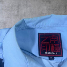 Load image into Gallery viewer, Early 00's Southpole Hip Hop Y2K Laughing Buddha Graphic Blue Short Sleeve Shirt
