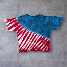 Load image into Gallery viewer, Vintage Liquid Blue USA American Flag Print Blue Red White Tie Dye Cotton T-Shirt
