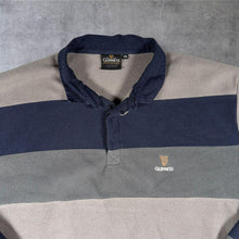 Load image into Gallery viewer, Guinness Mens 2XL Fleece Rugby Shirt Navy Grey Striped Beer Pullover
