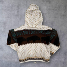 Load image into Gallery viewer, Earth Ragz Buffalo Bison Fair Isle Knit Zip Hoodie Western Y2K Mexico Size M
