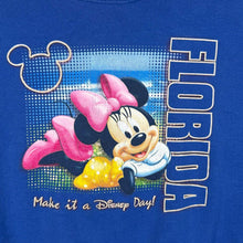 Load image into Gallery viewer, Early 00's Disney "Florida" Minnie Mouse Tourist Graphic Blue Sweatshirt
