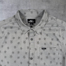 Load image into Gallery viewer, O'Neill Mens S L Grey Palm Tree Shirt Short Sleeve Tropical Surf Hawaiian Small
