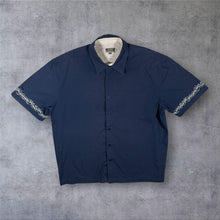Load image into Gallery viewer, Early 00's Authentic Style Tribal Embroidered Y2K Navy Blue Polyester Cotton Shirt
