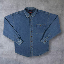 Load image into Gallery viewer, Vintage 90s JanSport Denim Shirt Blue Cotton Button Up Workwear Grunge USA
