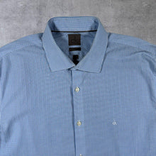 Load image into Gallery viewer, CK Calvin Klein "Fitted Easy Iron" Blue White Check Long Sleeve Cotton Dress Shirt
