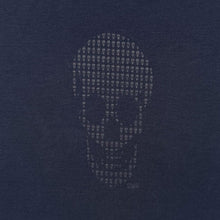 Load image into Gallery viewer, Early 00's Stark Goth Y2K Skull Graphic Faded Navy Blue Short Sleeve T-Shirt
