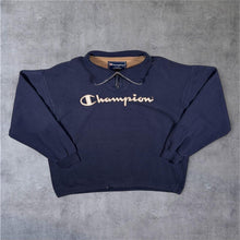 Load image into Gallery viewer, Early 00's Champion Embroidered Big Spellout Navy Blue 1/4 Zip Pullover Sweatshirt
