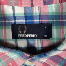 Load image into Gallery viewer, Fred Perry White Blue Multi Check Cotton Short Sleeve Button-Down Shirt
