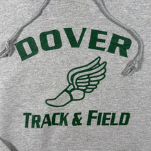 Load image into Gallery viewer, Champion Eco "Dover Track &amp; Field" College Spellout Graphic Grey Hoodie
