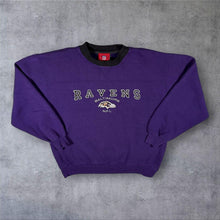 Load image into Gallery viewer, NFL Baltimore Ravens Football Embroidered Spellout Purple Sweatshirt
