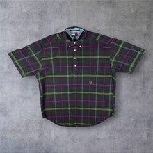 Load image into Gallery viewer, Vintage Tommy Hilfiger Tartan Plaid Check 1/4 Button Short Sleeve Button-Down Shirt
