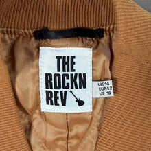 Load image into Gallery viewer, The Rockn Rev Corduroy Bomber Jacket Women's UK 14 Brown Tan Cord Zip
