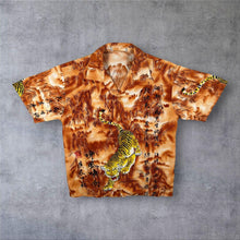 Load image into Gallery viewer, Vintage Goth Y2K Tiger Patterned Graphic Orange Viscose Blend Short Sleeve Shirt
