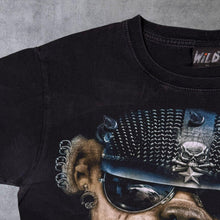 Load image into Gallery viewer, Early 00's Wild Biker Goth Bulldog Dog Graphic Black Cotton T-Shirt
