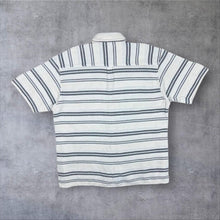 Load image into Gallery viewer, Vintage 90's Prairie Cream Grey Patterned Striped Short Sleeve Flannel Shirt
