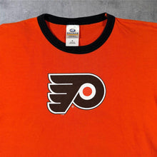 Load image into Gallery viewer, Vintage Bulletin NHL Philadelphia Flyers Ice Hockey Logo Graphic Orange Ringer T-Shirt
