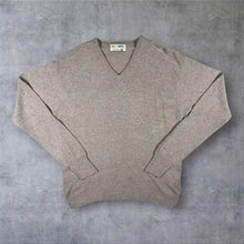 Load image into Gallery viewer, M&amp;S 100% Lambswool Jumper Mens M 38-40 Beige V Neck Pure Wool Woolmark
