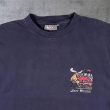 Load image into Gallery viewer, Early 00's Uber Moose "Start When You Stop" Faded Navy Blue Graphic Cotton T-Shirt
