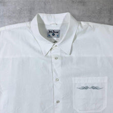 Load image into Gallery viewer, Early 00's John Baner Gothic Y2K Tribal Patterned White Cotton Short Sleeve Shirt
