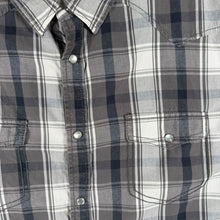 Load image into Gallery viewer, American Rag Mens L Western Shirt Grey Plaid Pearl Snap Cowboy 100% Cotton
