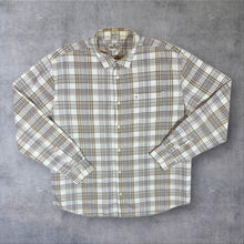 Load image into Gallery viewer, Wrangler "Casual Fit" White Beige Brown Plaid Check Long Sleeve Cotton Shirt
