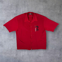 Load image into Gallery viewer, Early 00's Cosma Goth Y2K Embroidered Dragon Red Short Sleeve Shirt
