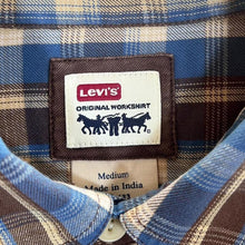 Load image into Gallery viewer, Levi's "Original Workshirt" Brown Blue Plaid Check Long Sleeve Flannel Cotton Shirt
