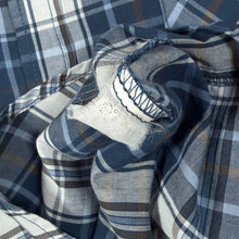 Load image into Gallery viewer, Vintage Plains "Tall Man" Western Cowboy Blue White Grey Check Long Sleeve Popper Shirt
