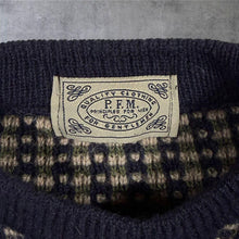Load image into Gallery viewer, Vintage PFM Principles For Men Wool Jumper Mens M Navy Geometric Knit Made UK
