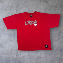 Load image into Gallery viewer, Vintage Starter NCAA Wisconsin Badgers College Logo Spellout Graphic Red T-Shirt
