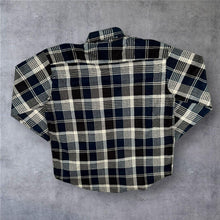 Load image into Gallery viewer, Vintage Y2K Haoyun M L 42 Plaid Flannel Shirt Navy White Check Grunge Oversized
