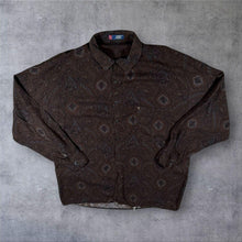 Load image into Gallery viewer, Vintage New Man Abstract Paisley Patterned Brown Long Sleeve Shirt
