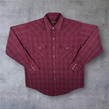 Load image into Gallery viewer, Vintage Plains Western Cowboy Red Check Long Sleeve Popper Shirt
