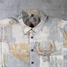 Load image into Gallery viewer, Vintage 90s Angelo Litrico Abstract Print Shirt M Viscose White Grey Yellow
