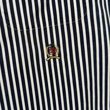 Load image into Gallery viewer, Vintage Tommy Hilfiger Navy Blue White Striped Short Sleeve Button-Down Shirt
