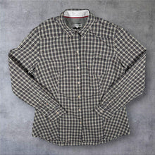 Load image into Gallery viewer, Lacoste Mini Logo Black White Multi Check Long Sleeve Cotton Blouse Shirt
