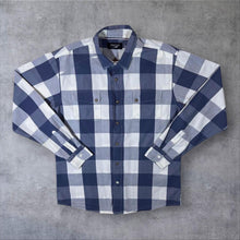 Load image into Gallery viewer, Crafted By Lee Blue White Plaid Check Long Sleeve Cotton Shirt
