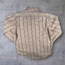 Load image into Gallery viewer, Vintage 90s Mint Island Floral Stripe Shirt Long Sleeve Ditsy Folk Grandad
