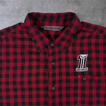 Load image into Gallery viewer, Harley Davidson Mens Large Slim Skull Shirt Red Black Buffalo Plaid Biker Check
