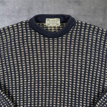 Load image into Gallery viewer, Vintage PFM Principles For Men Wool Jumper Mens M Navy Geometric Knit Made UK
