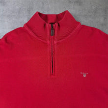 Load image into Gallery viewer, GANT Classic Embroidered Mini Logo Red 1/4 Zip Pullover Sweatshirt
