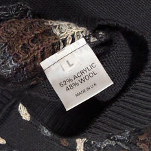 Load image into Gallery viewer, Vintage Pierre Sangan Wool Blend Embroidered Knit Jumper Black 80s 90s UK Made L
