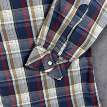 Load image into Gallery viewer, Mens Western Shirt L Plaid Pearl Snap Cowboy Dunnes Check Ranch Americana

