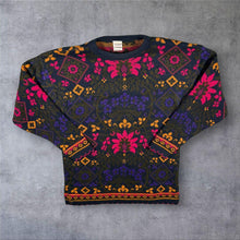 Load image into Gallery viewer, Vintage 90's Made In UK Floral Abstract Patterned Acrylic Knit Jumper
