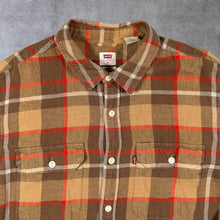 Load image into Gallery viewer, Levi's "Relaxed" Red Tab Brown Beige Red Plaid Check Long Sleeve Cotton Hemp Shirt
