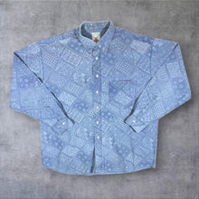 Load image into Gallery viewer, Vintage St Michael Marks &amp; Spencer Paisley Patterned Blue Long Sleeve Cotton Shirt
