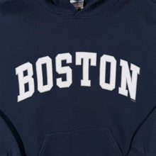 Load image into Gallery viewer, Gildan Boston Hoodie Mens S Navy Blue USA American Collegiate Spellout Sweatshirt
