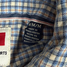 Load image into Gallery viewer, Wrangler Western Style Blue Cream Plaid Check Cotton Blend Long Sleeve Shirt
