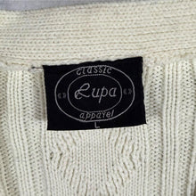 Load image into Gallery viewer, Vintage Lupa Aran Style Cable Knit Cardigan Cream Chunky Button Up Size L
