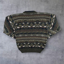Load image into Gallery viewer, Vintage Burton Geometric Aztec Knit Jumper Green 90s Made in UK Small S M
